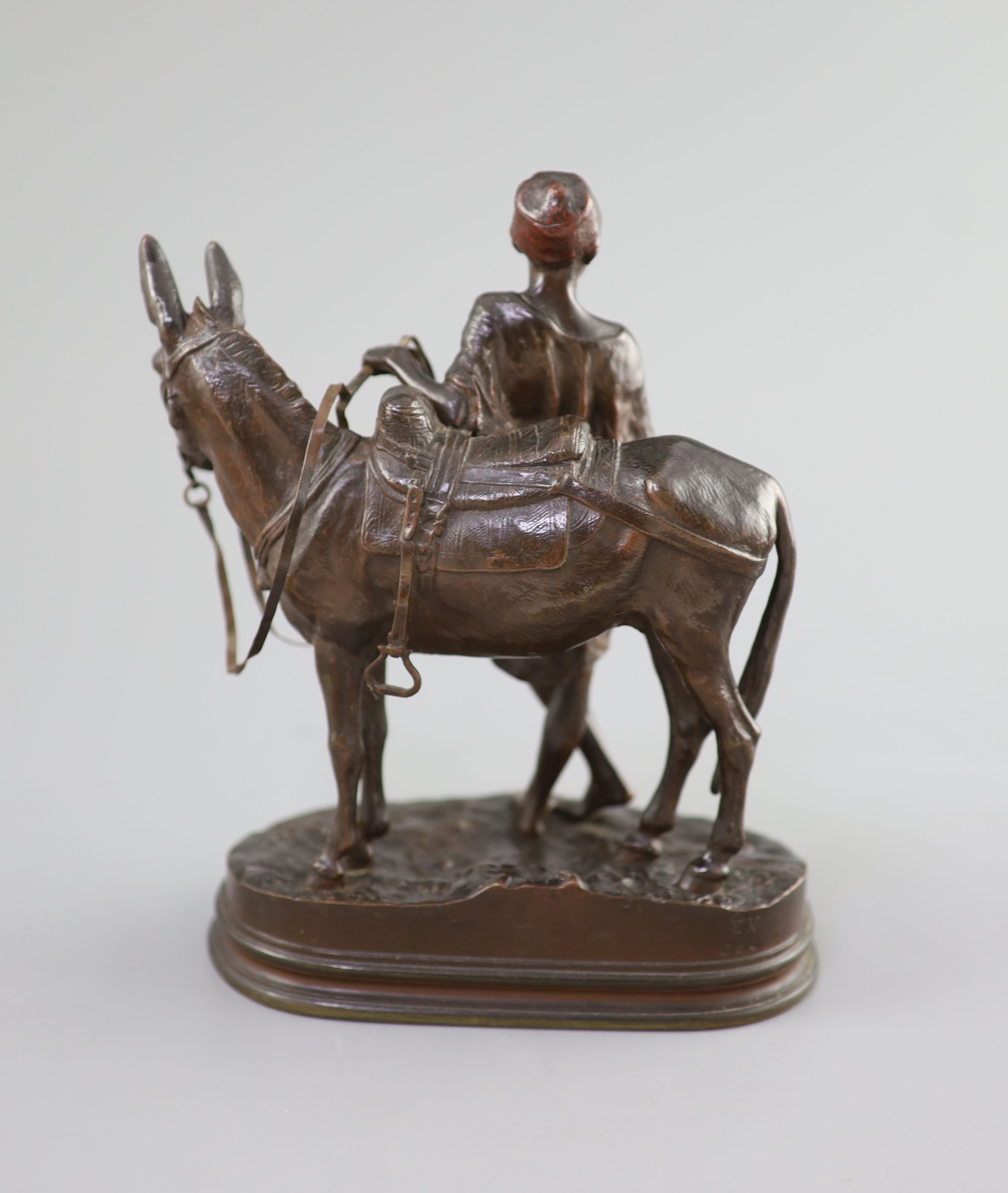 Alfred E. Dubucand (1828-1894) a bronze of a North African boy and donkey 18cm high